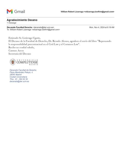 Universidad Complutense de Madrid — Dean of the Faculty of Law