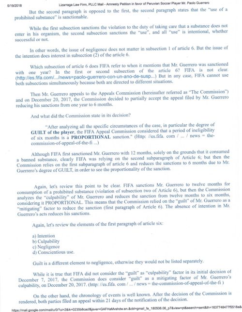 The petition as sent by email to FIFA — page 3 of 4